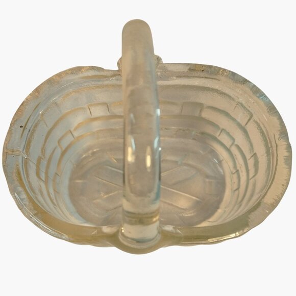 Vintage Clear Glass Miniature Basket - Picture 4 of 6